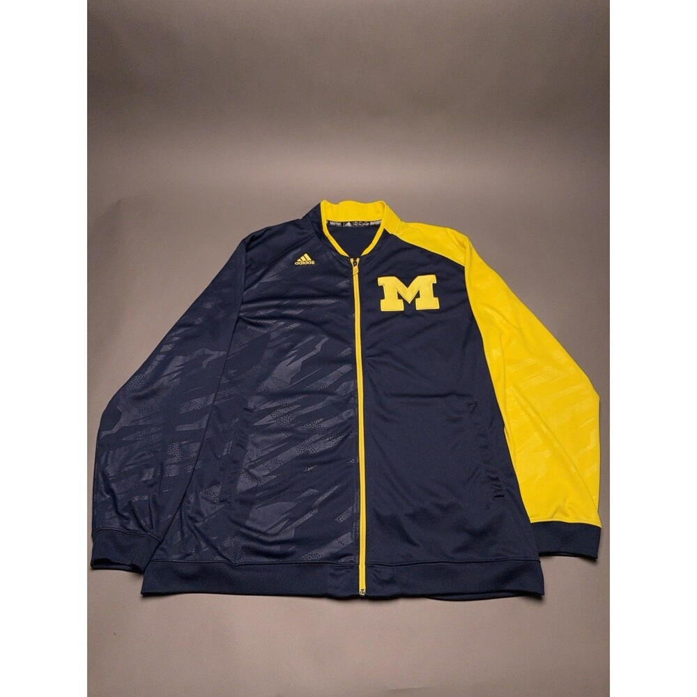Adidas Mens 2XL Team Issued University of Michigan Football Navy Full Zip Jacket